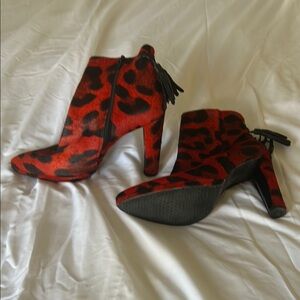 Stuart Weitzman Red Heeled Boots with Pointed Toe